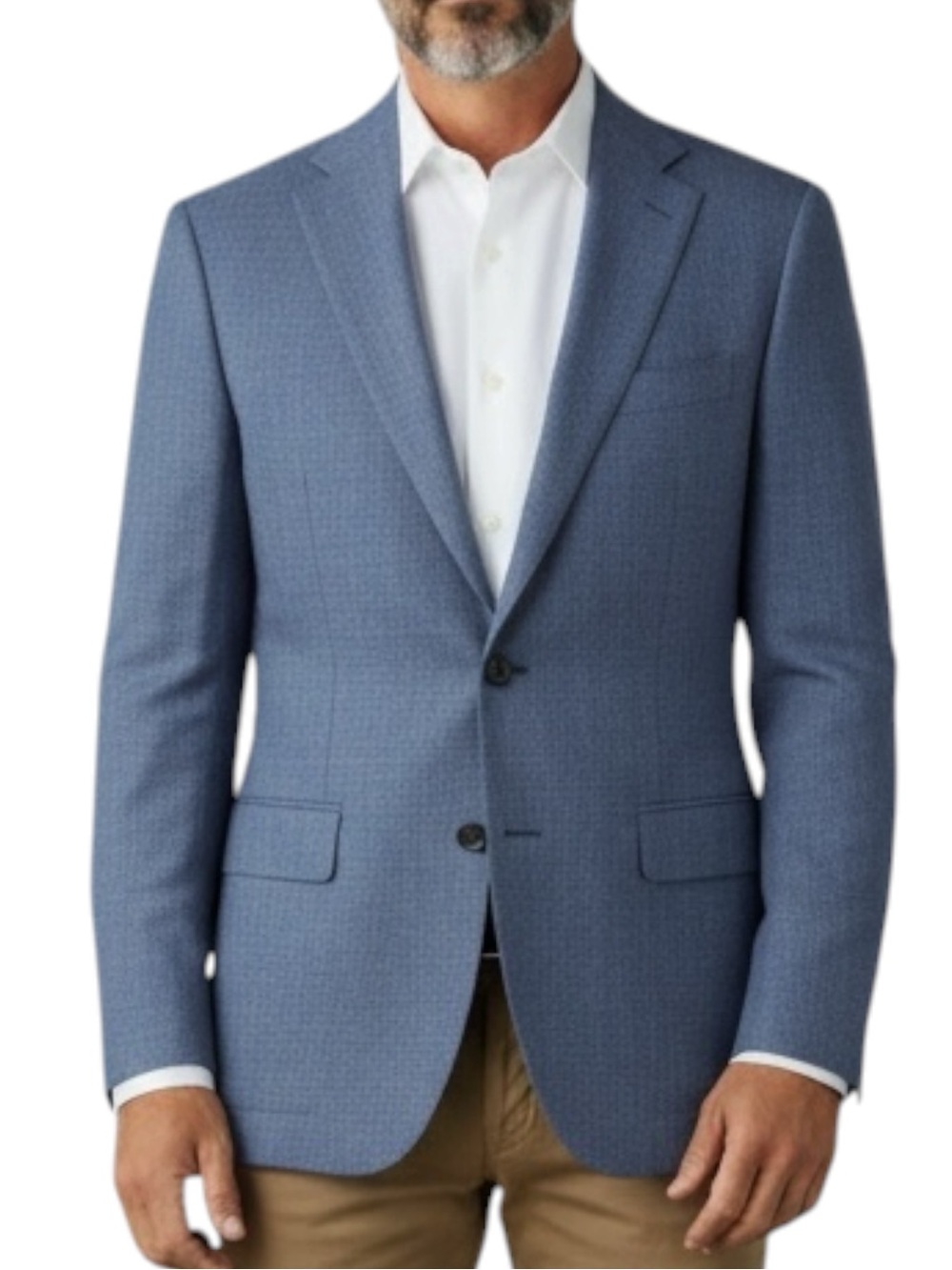 STAFFORD Navy Blue Herringbone Blazer Classic 3 Button Suit Jacket Size 50R